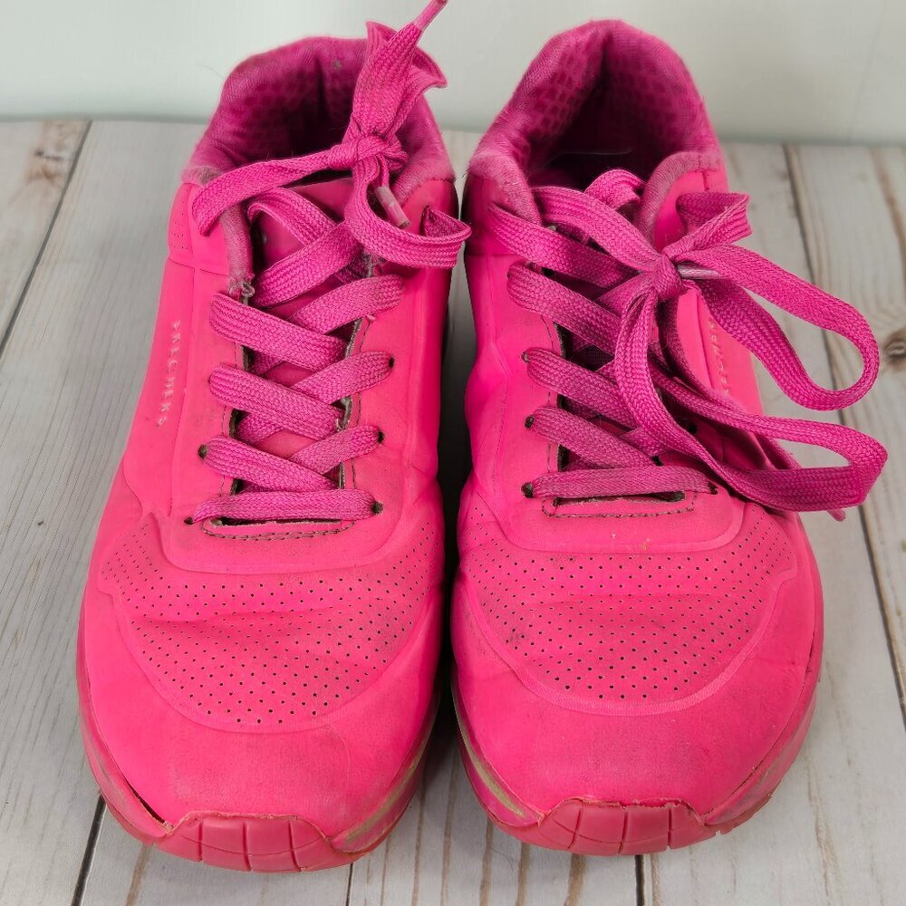 Skechers Girls Uno Gen1 Neon Glow Sneakers Size 2  Pre-Owned in Hot Pink